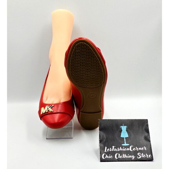 NWOB Michael Kors Women's Crimson  Jilly Gold MK Accent Ballet Flats Size 9 2303 - Picture 3 of 16